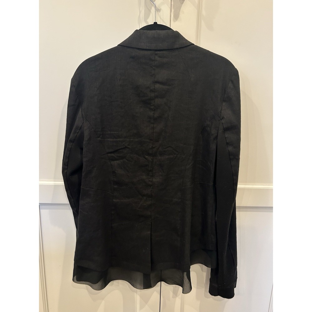 Simply Vera Wang Linen Blend Blazer Women XS Office Career Black With Sheer Edge - Picture 2 of 6